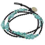 Handmade Gemstones Macrame Bracelet with Serpentine Leather 950 Silver Beads, Bracelet - simple to stunning