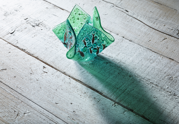 Jo Downs Handmade Green Fish Candle Holder., glassware - simple to stunning