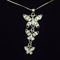 3 Butterfly and Diamante Pendant Necklace, Necklace - simple to stunning