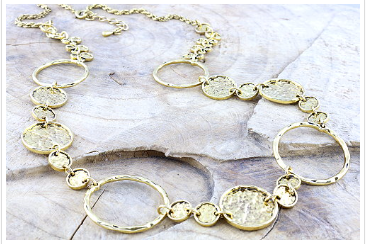 Long hammered circles necklace, Necklace - simple to stunning