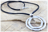 Hammered circles necklace on suede cord, Necklace - simple to stunning