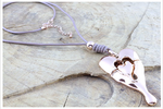 Rose Gold Heart on Beige Leather Cord Necklace, Necklace - simple to stunning