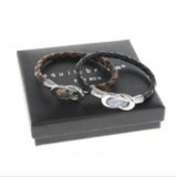 Mens Dark Brown or Black Leather Bracelet with Shell Decoration, Bracelet - simple to stunning