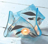 Jo Downs Handmade Crystal Leaves Candle Holder, glassware - simple to stunning