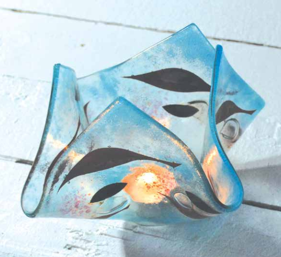 Jo Downs Handmade Crystal Leaves Candle Holder, glassware - simple to stunning