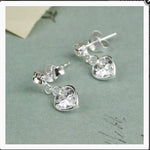 Diamante and Heart Drop Earrings, Earrings - simple to stunning
