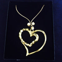 Double heart and Flower Necklace, Necklace - simple to stunning