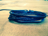 Mens Black or Dark Brown  Leather and Cord multi strand Bracelet, Bracelet - simple to stunning