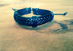 Mens Black  or Dark Brown Leather Plaited Bracelet with Leather cord Detail, Bracelet - simple to stunning