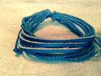 Mens Black or Dark Brown  Leather and Cord multi strand Bracelet, Bracelet - simple to stunning