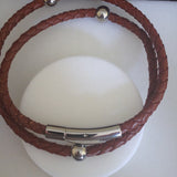 Brown Double String Leather Bracelet, Bracelet - simple to stunning