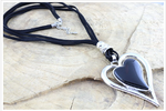 Unique Multi strand suede necklace with silver and black heart, Necklace - simple to stunning