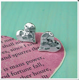 Silver Hammered Heart Stud Earrings, Earrings - simple to stunning