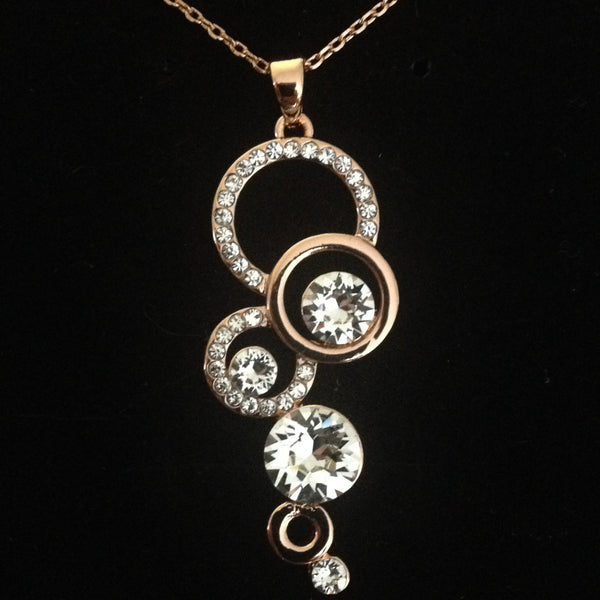 Rose Gold Pendant Necklace with Diamante, Necklace - simple to stunning