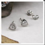 Tiny Heart and Diamante Stud Earrings, Earrings - simple to stunning