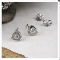 Tiny Heart and Diamante Stud Earrings, Earrings - simple to stunning