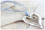 Silver Leather cord with Large 2 tone Silver/Gold heart necklace, Necklace - simple to stunning